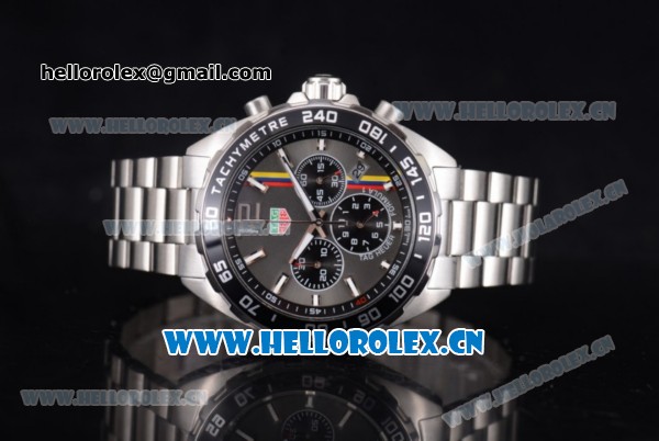 Tag Heuer Formula 1. James Hunt Miyota Quartz Stainless Steel Case/Bracelet with Grey Dial and Stick/Arabic Numeral Markers - Click Image to Close